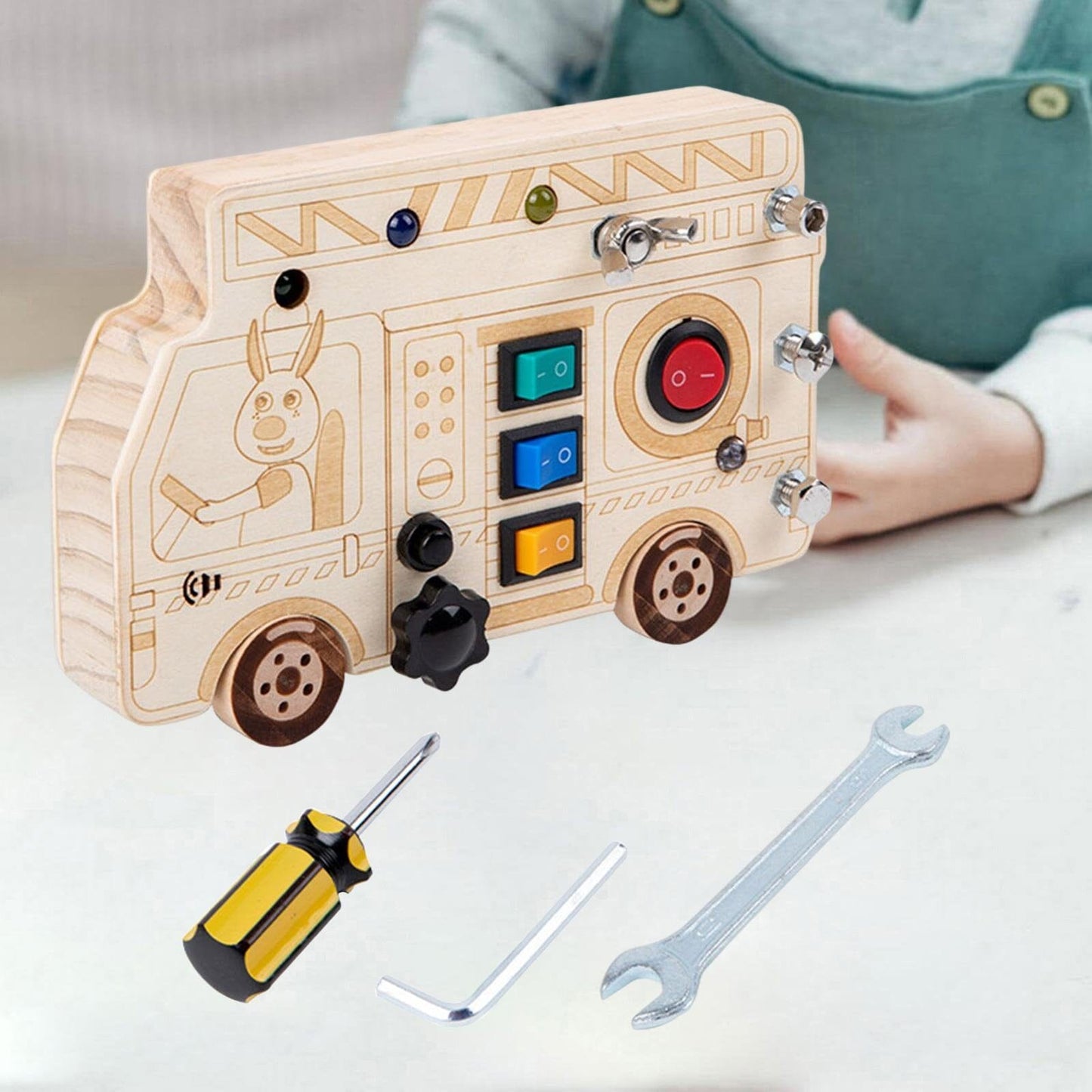 Tableau Montessori - BusyBoardCircuit™ - Camion de pompier - Paradis Des Jeux Et Jouets